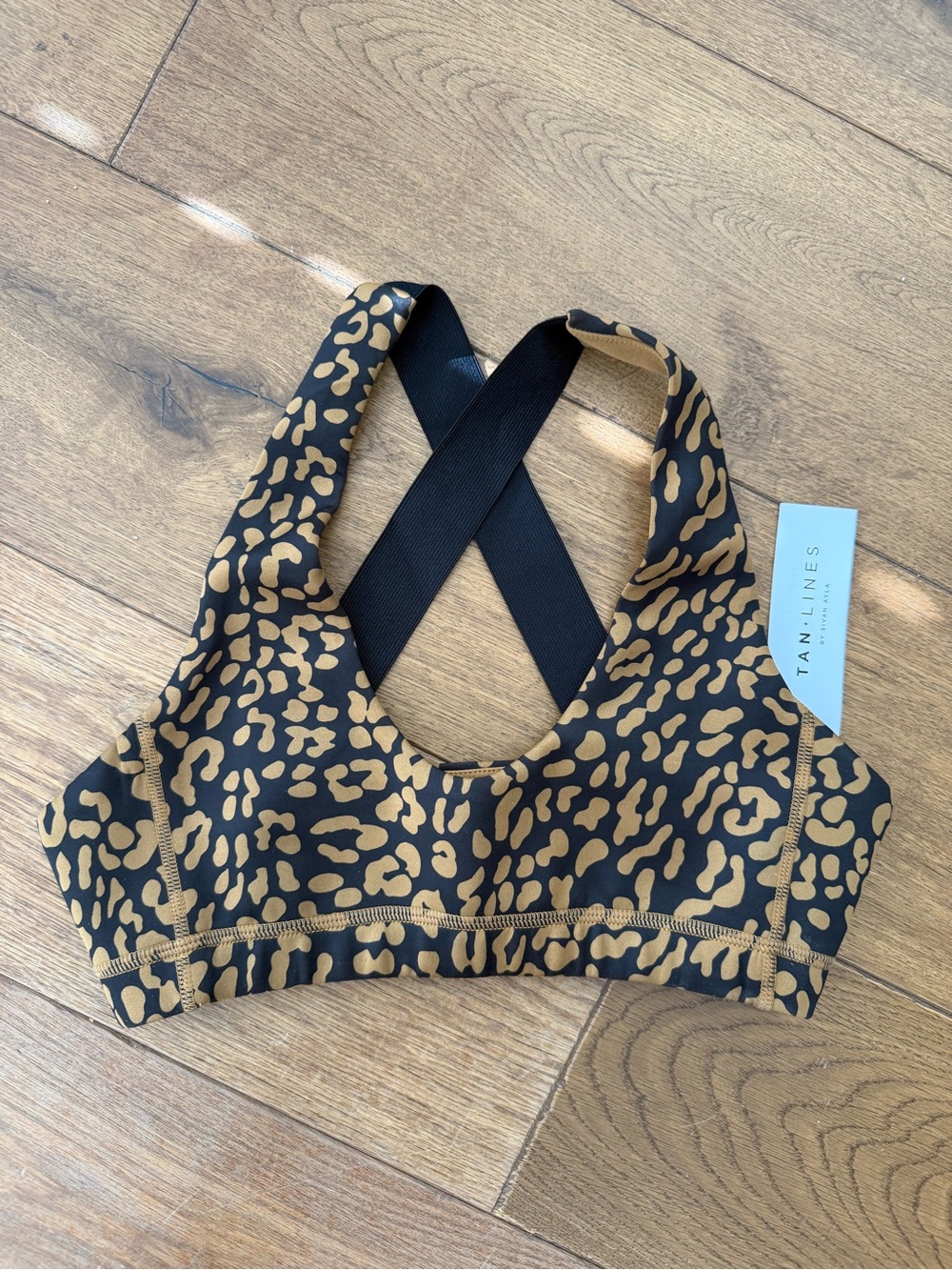 Tan Lines Leopard Print Scoop Neck Sports Bra (NWT)
